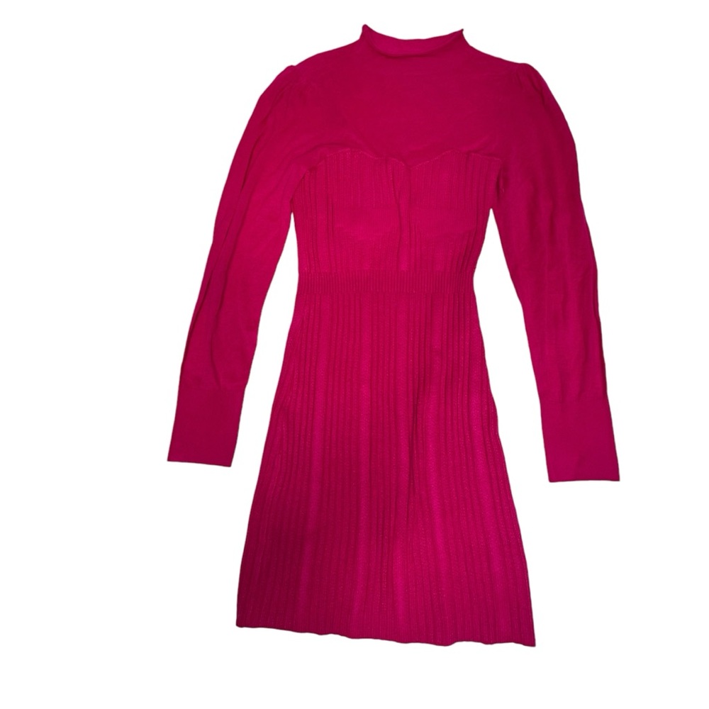 NEW Hot Pink Anthropologie Turtleneck Sweater Dress m - Picture 8 of 16